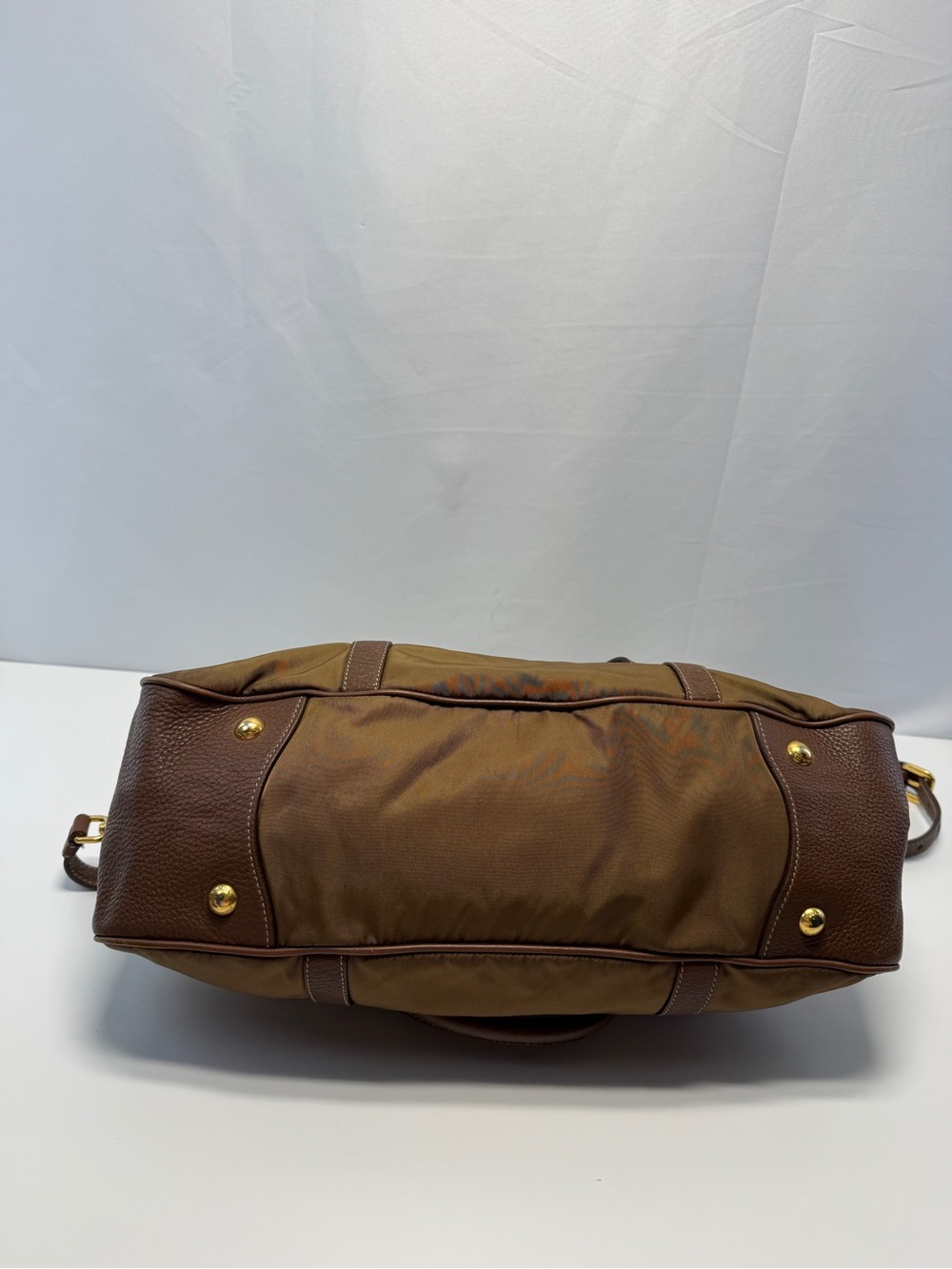 Prada Brown Nylon & Leather Messenger Satchel - Picture 5 of 11